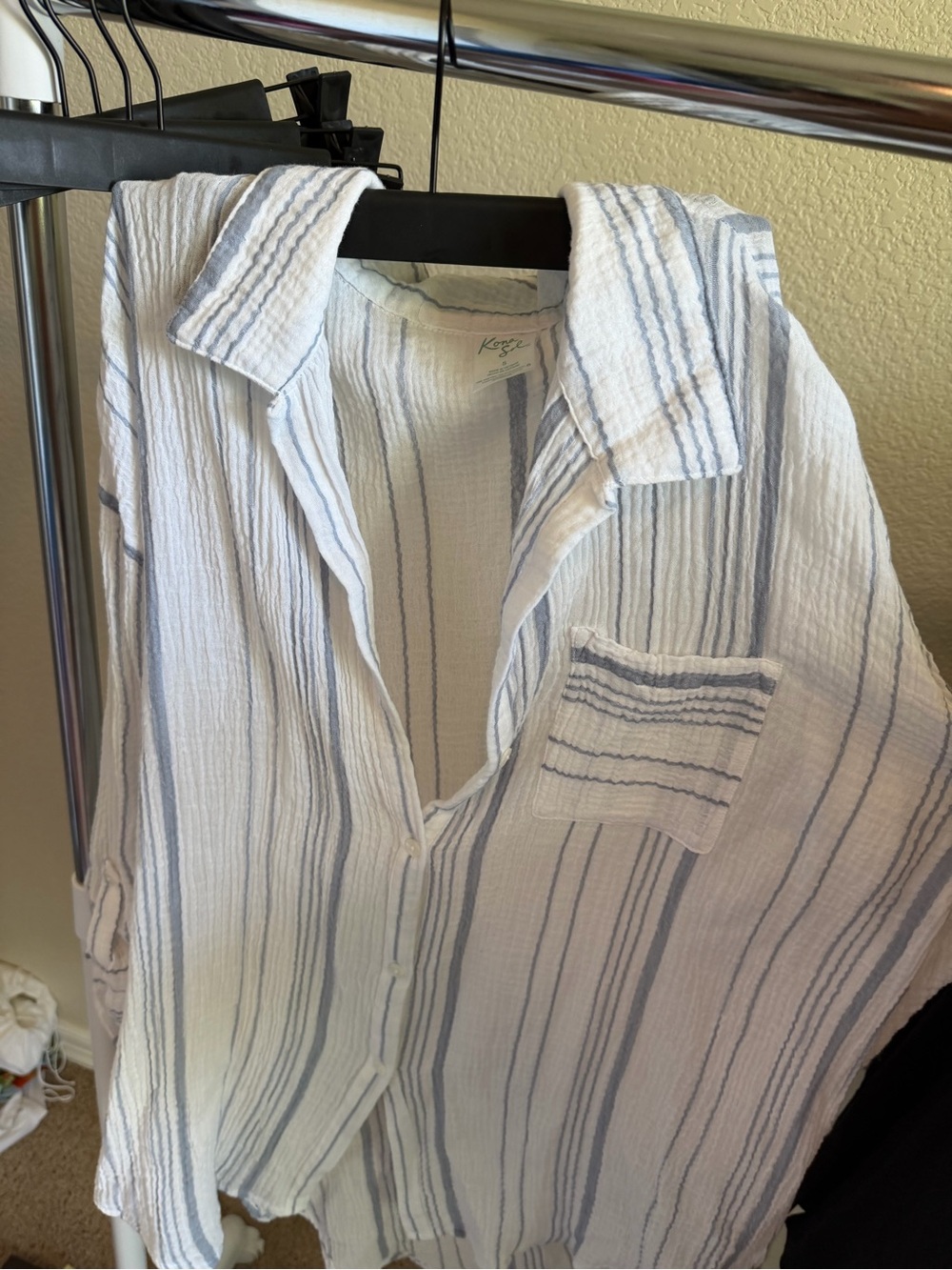 Kona Sol White Shirt Coverup with Light Blue Stripes